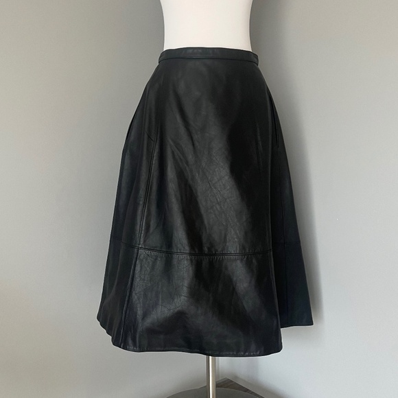 Tibi Leather Full Pleated Zip A-line Black Cocktail Skirt - Picture 7 of 15